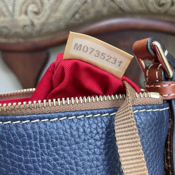 Dooney & Bourke Women's Navy Blue Pebble Leather Letter Carrier Crossbody Bag - Picture 9 of 13